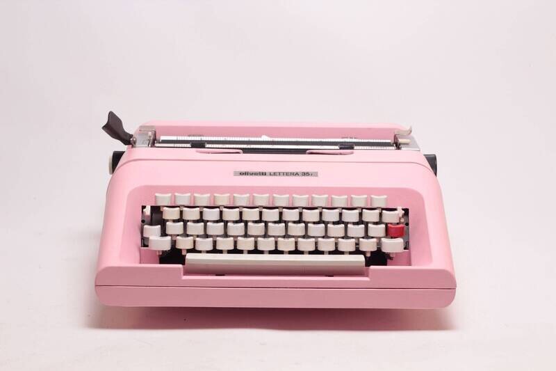 Olivetti Lettera 35 Pink Typewriter, Vintage, Mint Condition, Manual Portable, Professionally Serviced by Typewriter.Company
