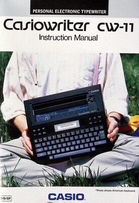 Instruction Manual for Typewriter Casio, model Casiowriter CW-11 in English and Spanish, Instant download, Digital Copy.