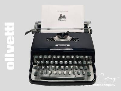 Limited Edition Olivetti Pluma 22 Navy Blue Typewriter, Vintage, Manual Portable, Professionally Serviced by Typewriter.Company
