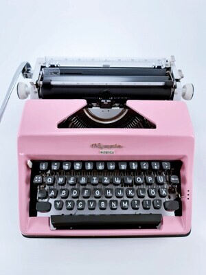 Limited Edition Olympia SM8 Monica Flamingo Pink Typewriter, Vintage, Manual Portable, Professionally Serviced by Typewriter.Company
