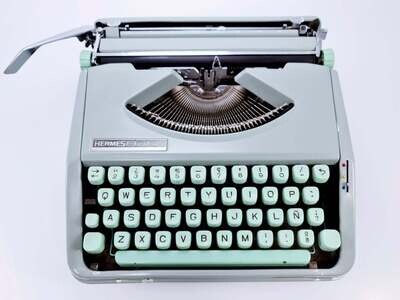 Hermes Baby Seafoam Green Typewriter, Vintage, Manual Portable, Professionally Serviced by Typewriter.Company