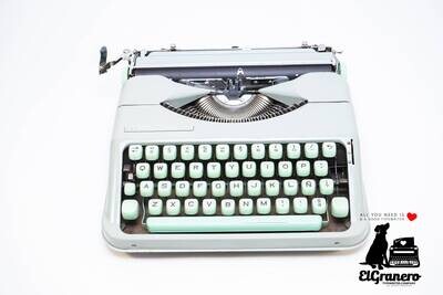 Hermes Baby Green Typewriter, Vintage, Manual Portable, Professionally Serviced by Typewriter.Company