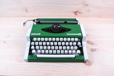 Olympia Traveller De Luxe Green Typewriter, Vintage, Manual Portable, Professionally Serviced by Typewriter.Company