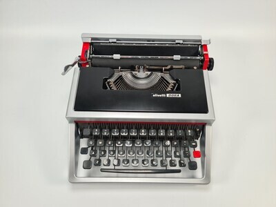 Olivetti Dora/Lettera 31 Silver & Black Typewriter, Vintage, Mint Condition, Manual Portable, Professionally Serviced by Typewriter.Company