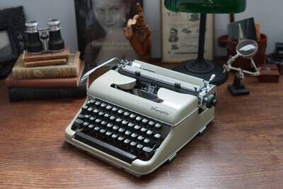 Olympia SM2 Light Gray Typewriter, Vintage, Mint Condition, Manual Portable, Professionally Serviced by Typewriter.Company