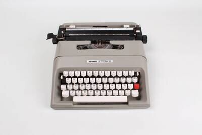 Olivetti Lettera 35 Gray Typewriter, Vintage, Manual Portable, Professionally Serviced by Typewriter.Company