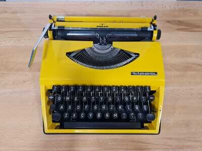 Cursive Adler Tippa Yellow Typewriter, Vintage, Mint Condition, Manual Portable, Professionally Serviced by Typewriter.Company