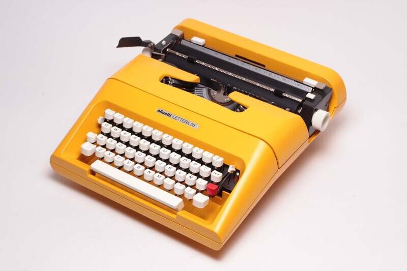 Olivetti Lettera 35 Yellow Vintage, Manual Typewriter, Serviced