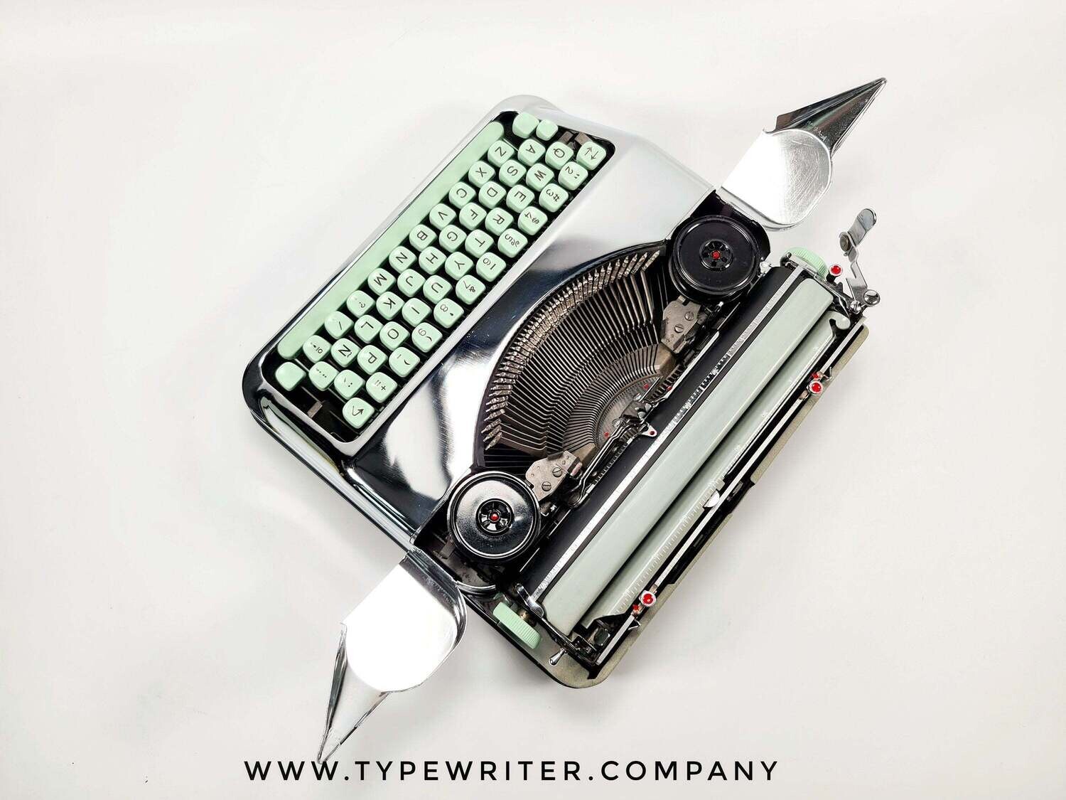 Hermes Baby Chrome-Plated Portable Vintage Manual Typewriter, Refurbished