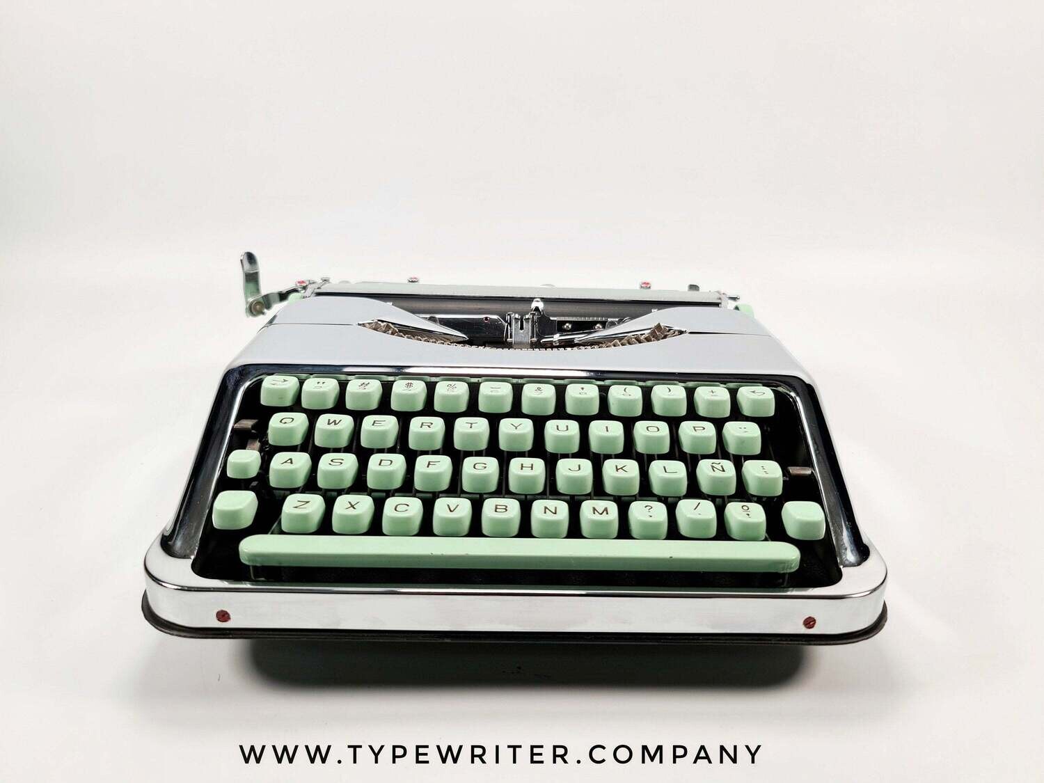 Hermes Baby Chrome-Plated Portable Vintage Manual Typewriter, Refurbished