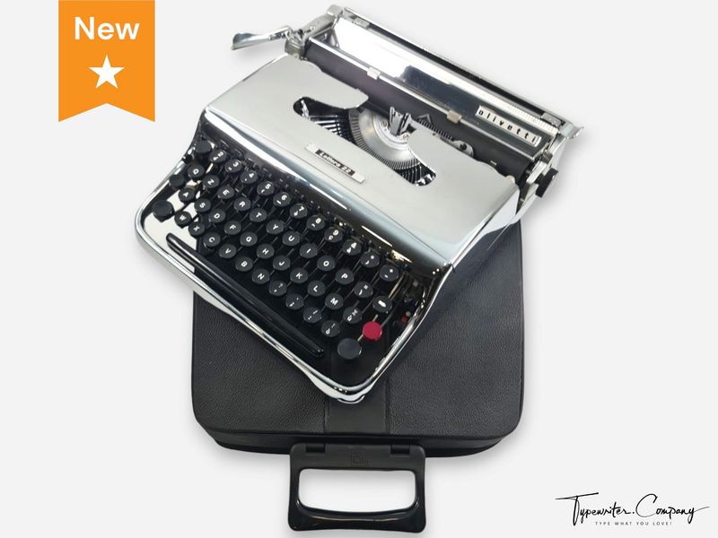 Olivetti Lettera 22 Chrome-Plated Vintage Manual Typewriter, Refurbished