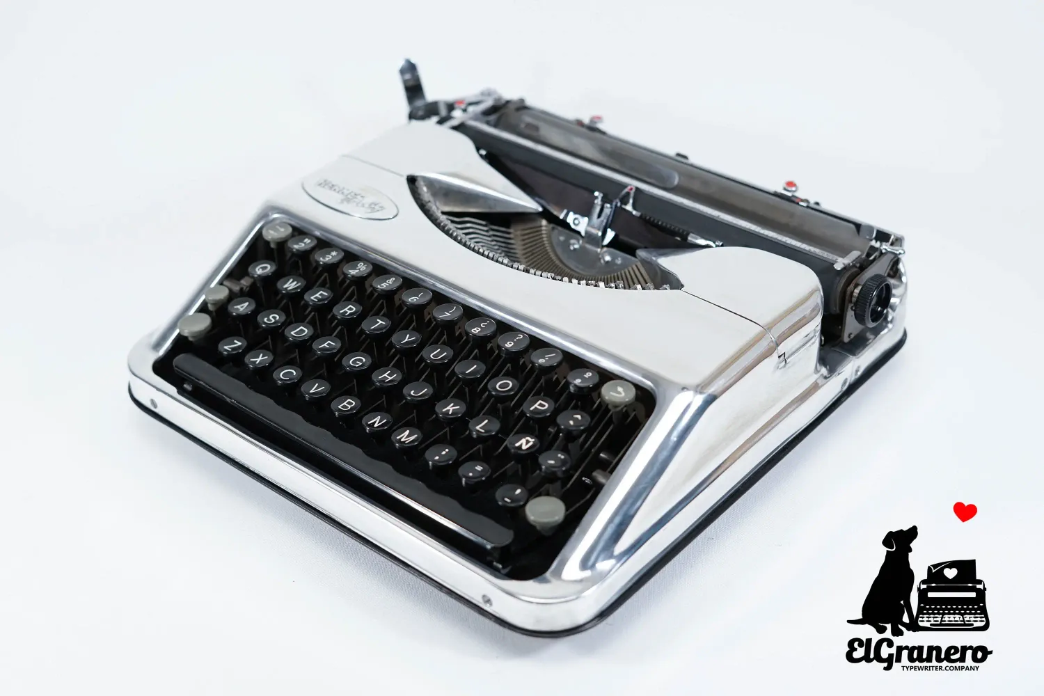 Hermes Baby Polished Silver Portable Vintage Manual Typewriter, Serviced