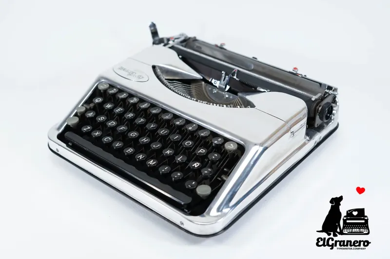 Hermes Baby Polished Silver Portable Vintage Manual Typewriter, Serviced