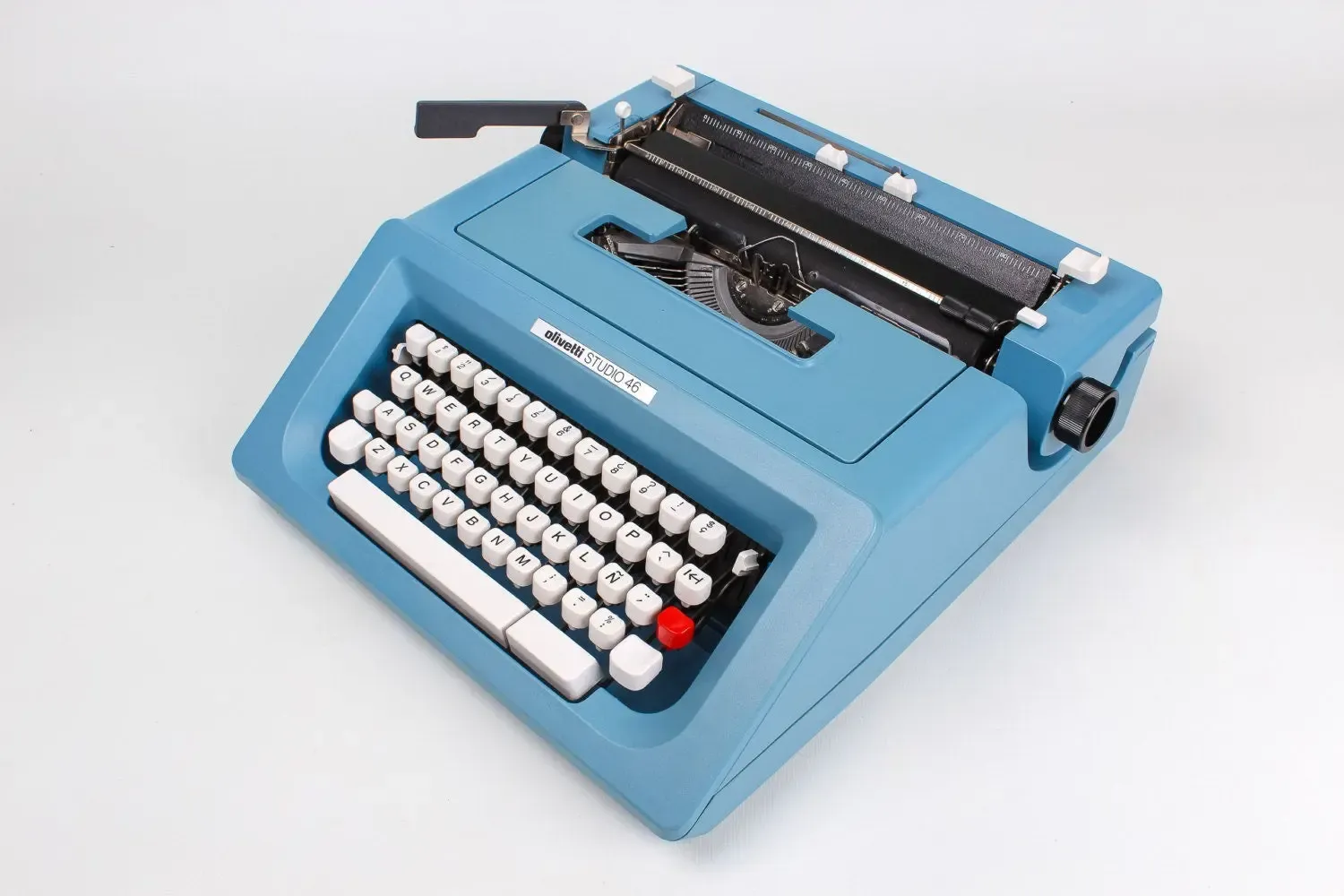 Olivetti Studio 46 Blue Manual Vintage Typewriter, Serviced