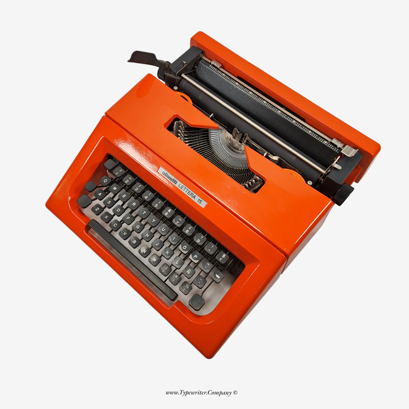 Olivetti Lettera 15 Orange Typewriter, Vintage, Manual, Refurbished