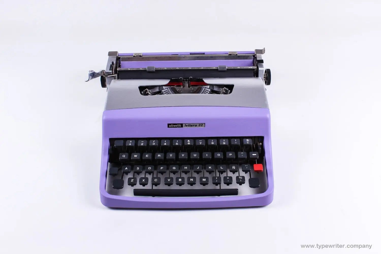 Olivetti Lettera 32 Lilac&amp;SilverTypewriter, Vintage Manual Refurbished