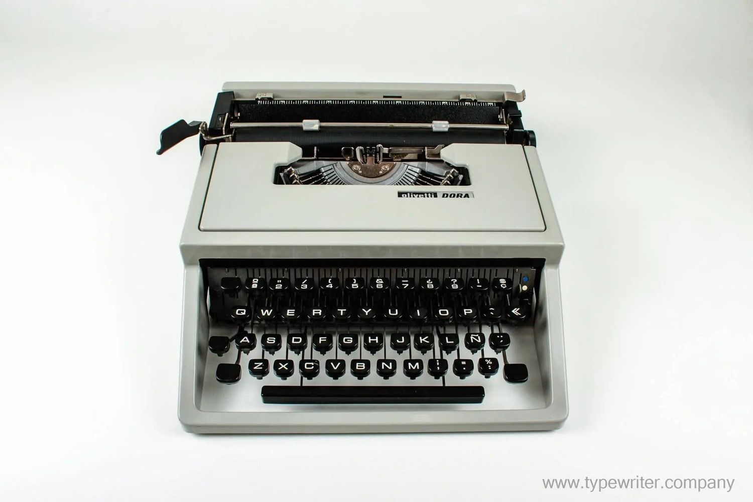 Olivetti Dora, Gray Manual Portable Vintage Typewriter, Refurbished