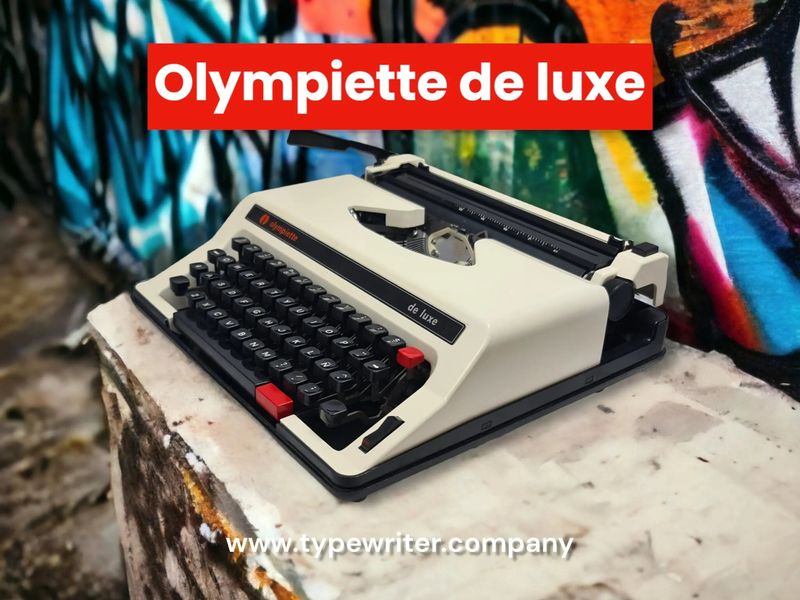 Olympiette Deluxe White Typewriter, Manual Vintage Portable, Serviced
