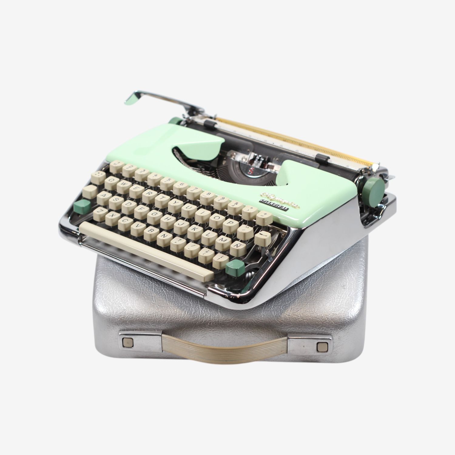 RESERVED FOR B. CURSIVE Olympia Splendid Vintage Manual Typewriter, Silver, Green, Restored