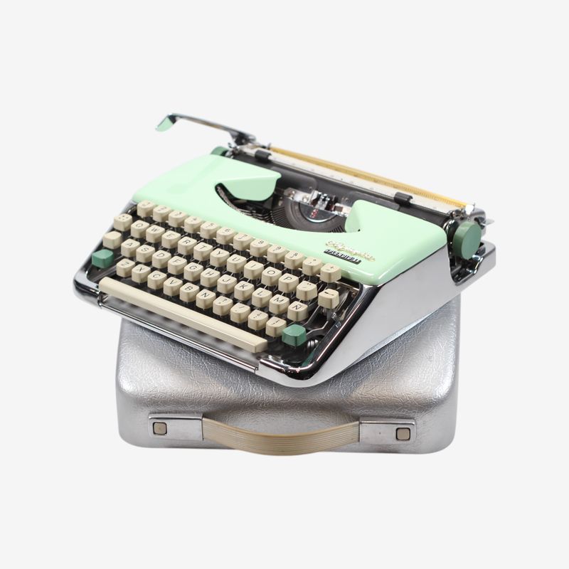 RESERVED FOR B. CURSIVE Olympia Splendid Vintage Manual Typewriter, Silver, Green, Restored