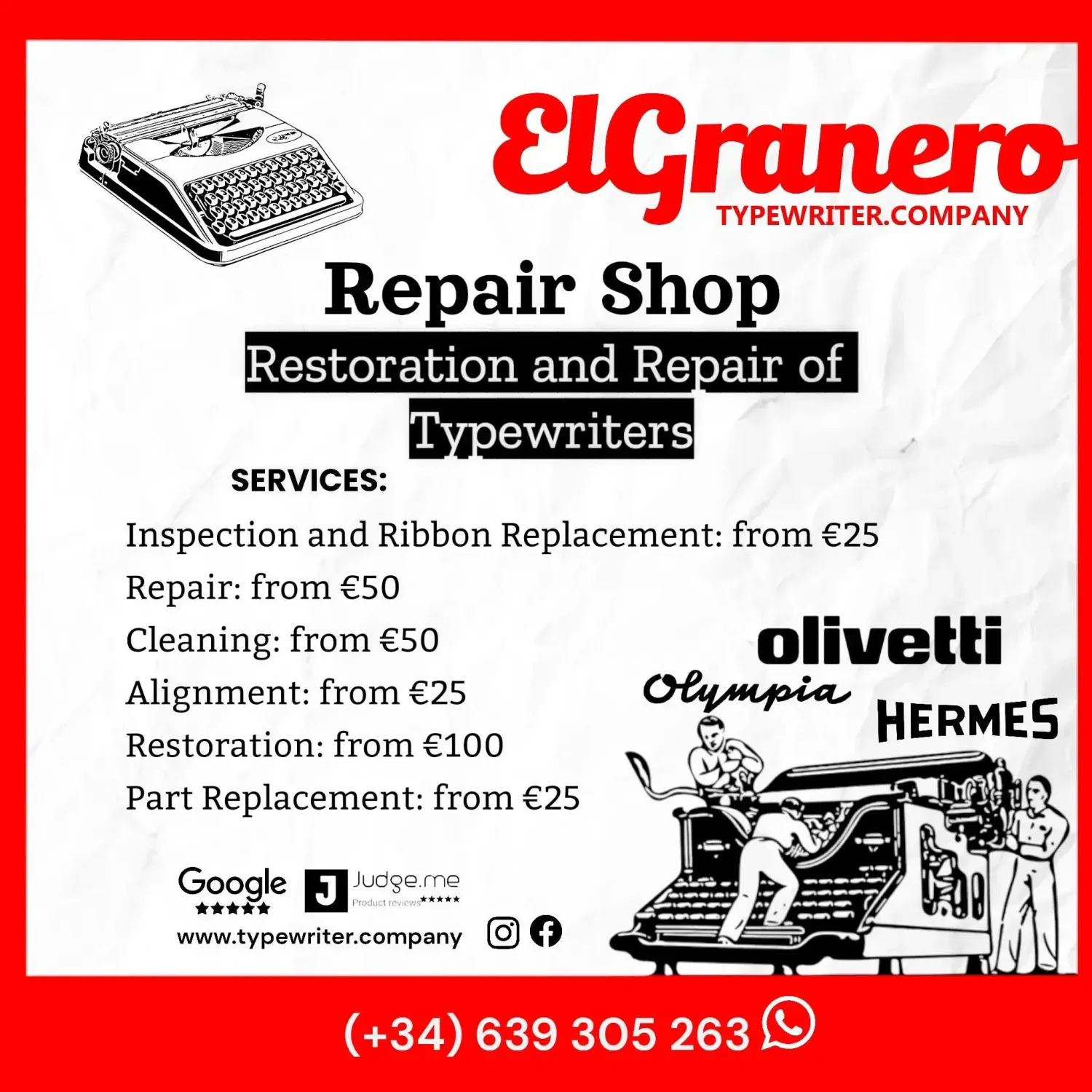 Typewriter Repair Shop - Restoration and Repair Services