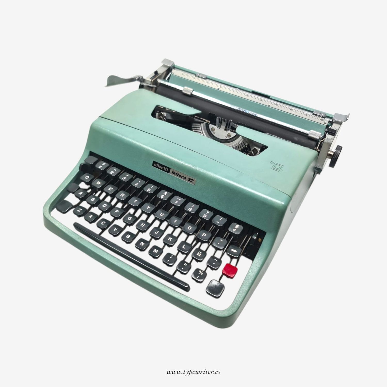 Olivetti Lettera 32 Original Green Vintage Manual Typewriter Serviced