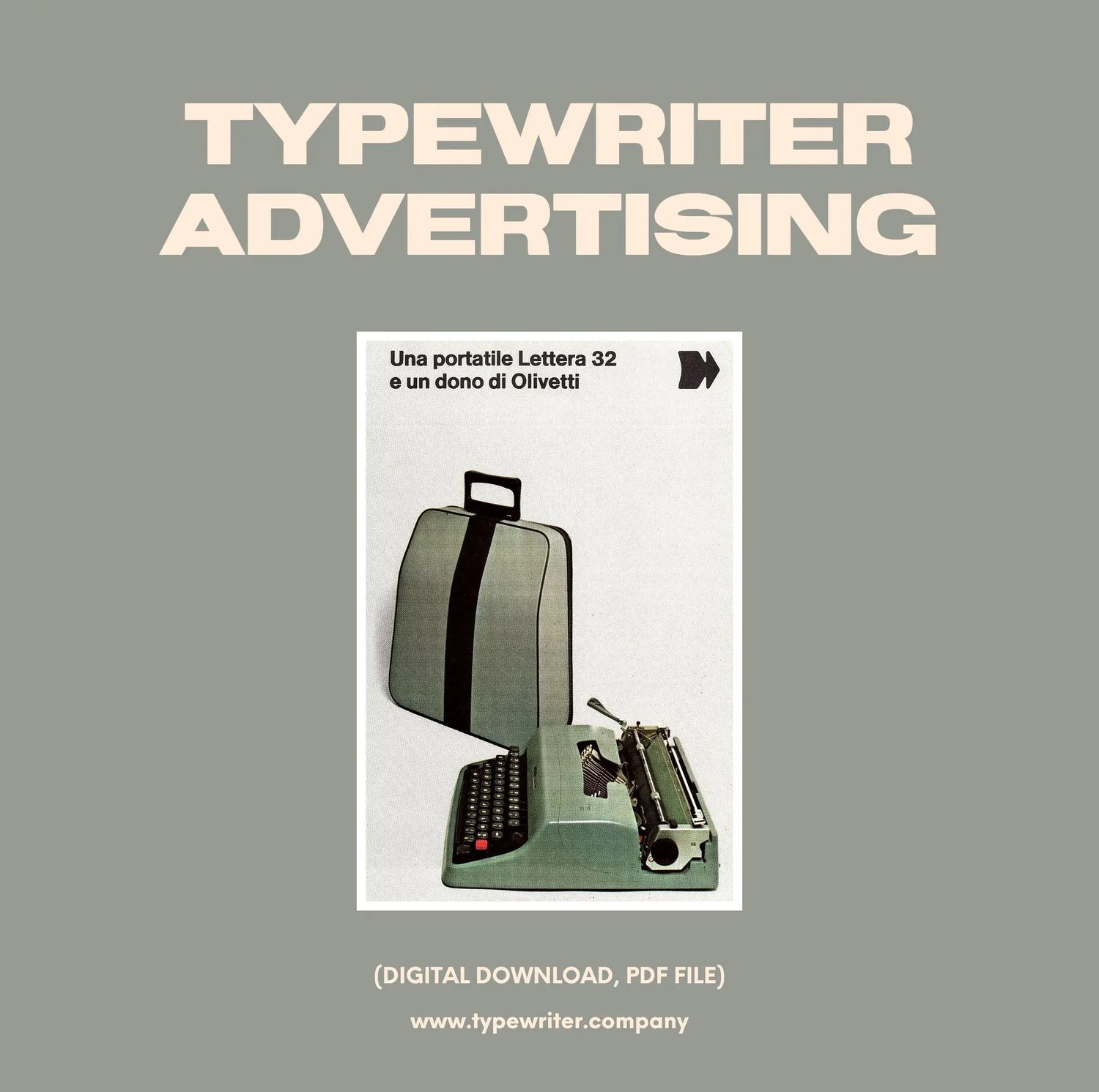 Original Vintage Ad for Typewriter Olivetti Lettera 32, PDF in Italian