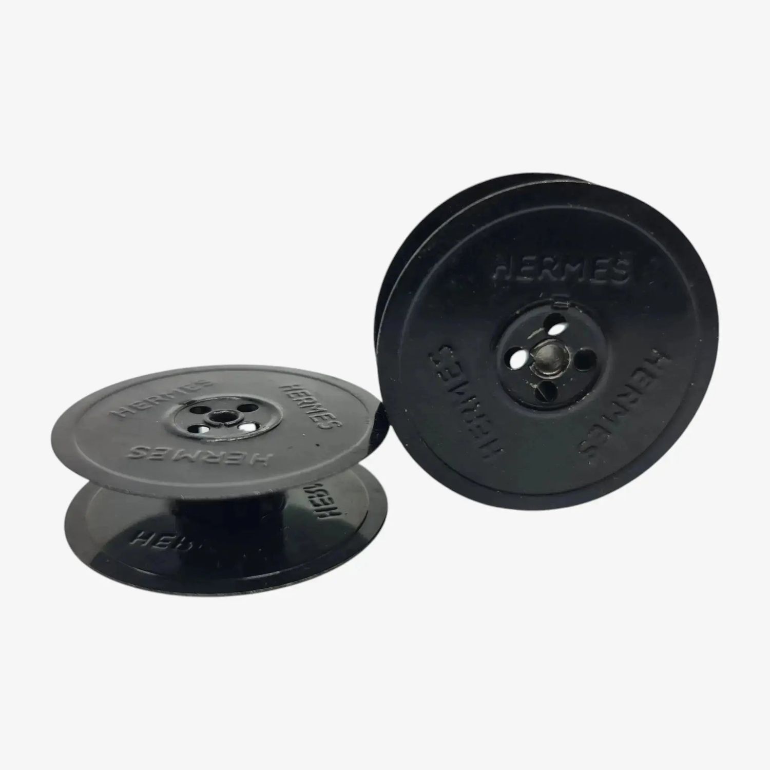 Original Vintage Black Metal Ribbon Spools for Hermes Typewriters