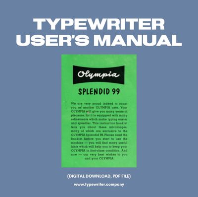 Instruction Manual for Vintage Typewriter for Splendid 99 PDF English