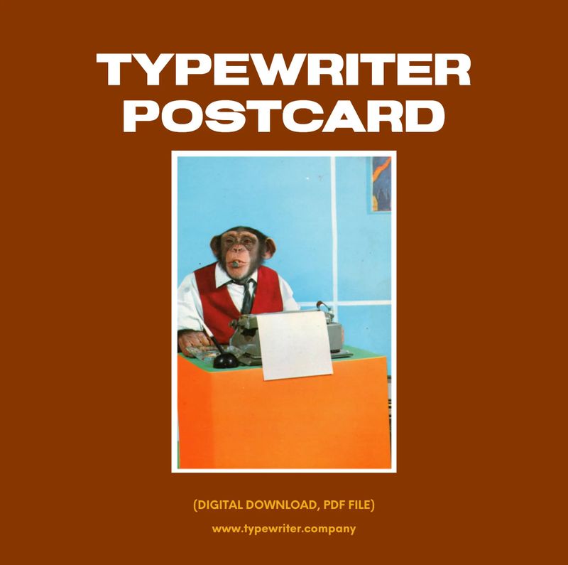 Vintage Typewriter Postcard, Monkey with a Typewriter, Spanish Production