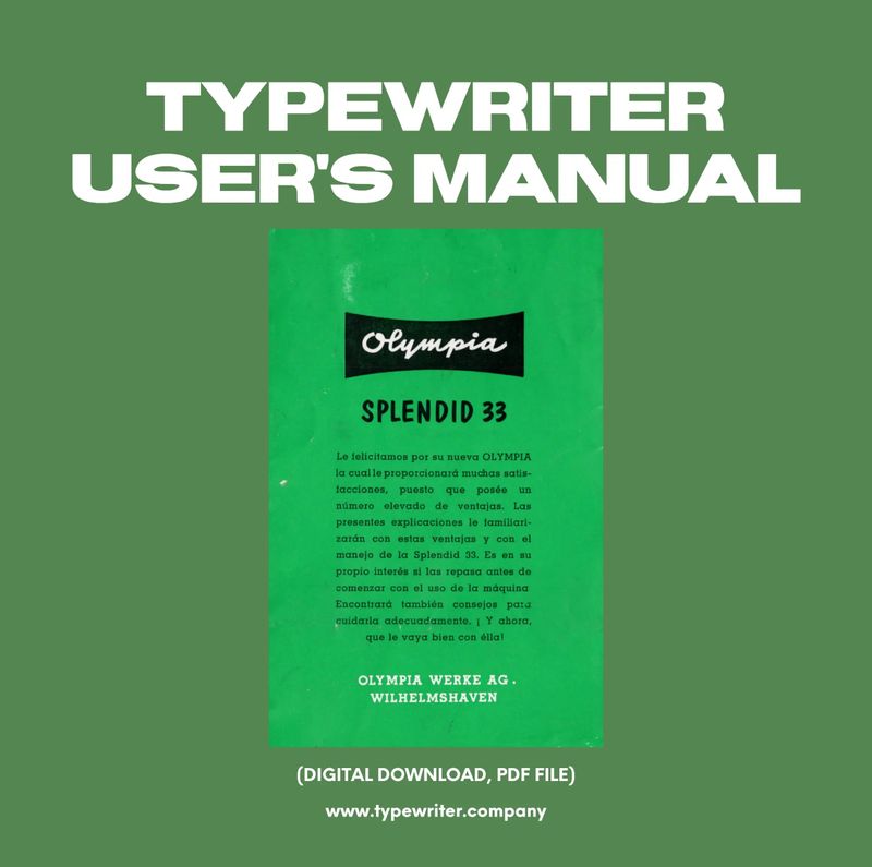 Instruction Manual for Vintage Typewriter Olympia Splendid 33, PDF in Spanish
