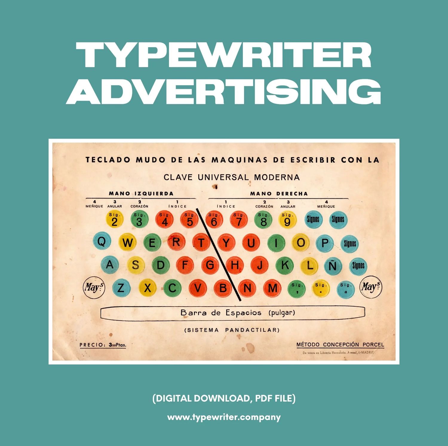 Original Vintage Ad for Typewriters, PDF in Spanish