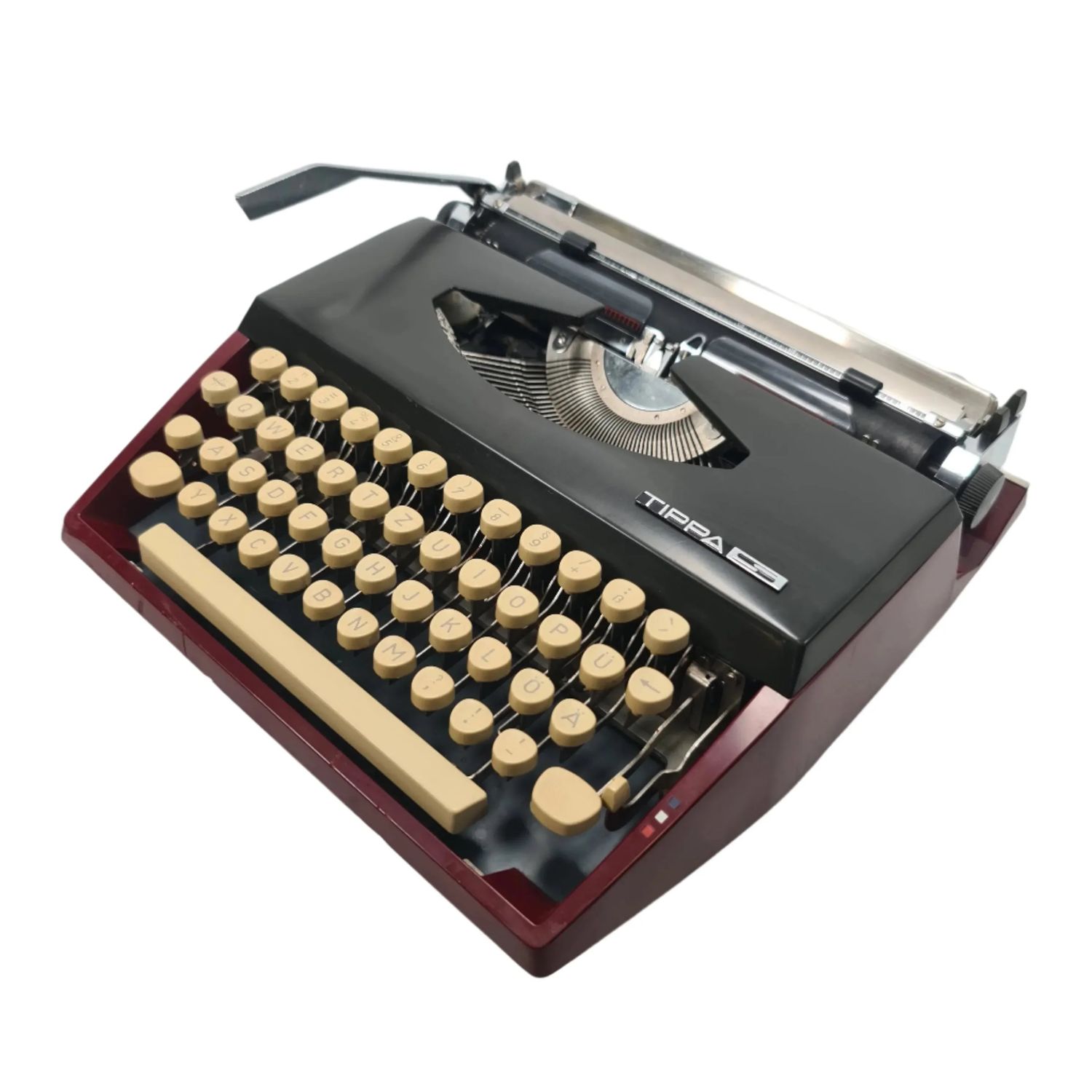 Adler Tippa S, Burgundy Manual Vintage Typewriter, QWERTZ, Serviced