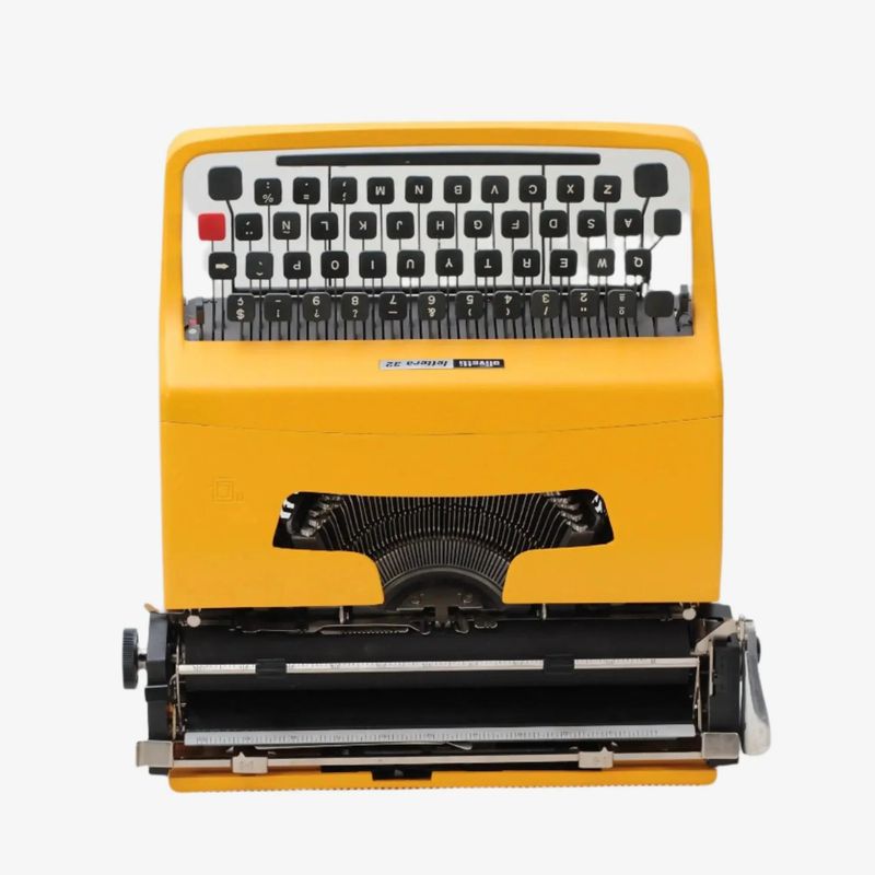 Olivetti Lettera 32, Yellow Manual Vintage Typewriter, Restored