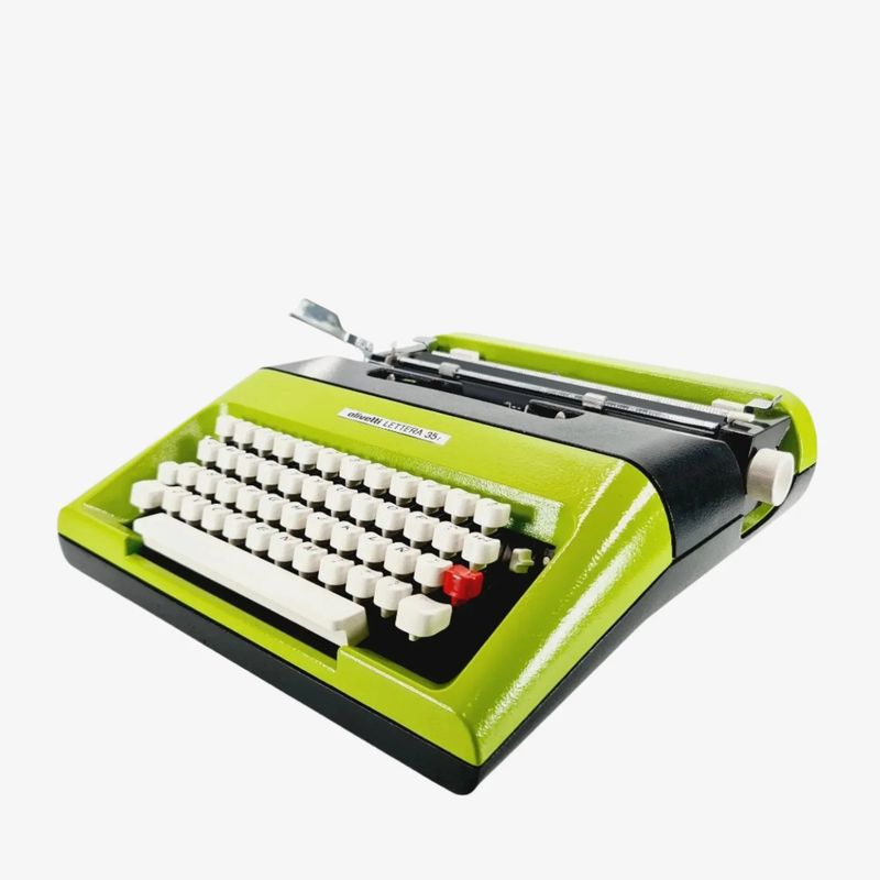 Olivetti Lettera 35 Black and Green Manual Vintage Typewriter Restored