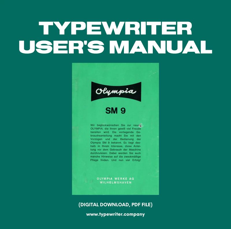 Instruction Manual for Vintage Typewriter Olympia SM9, PDF in German