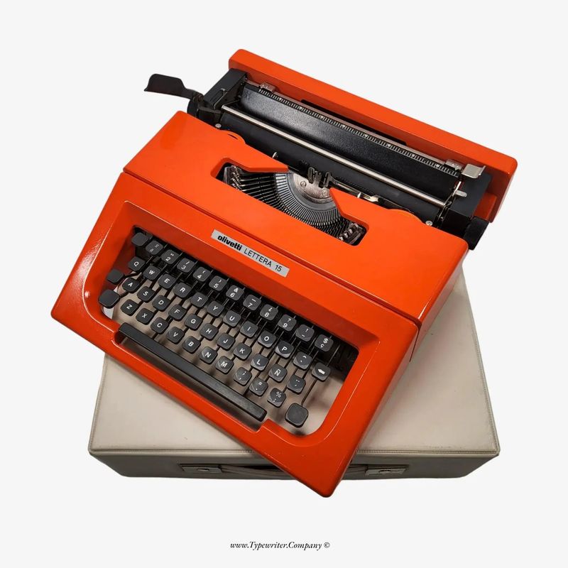 Olivetti Lettera 15, Orange Olivetti Typewriter, Vintage, Manual, Restored