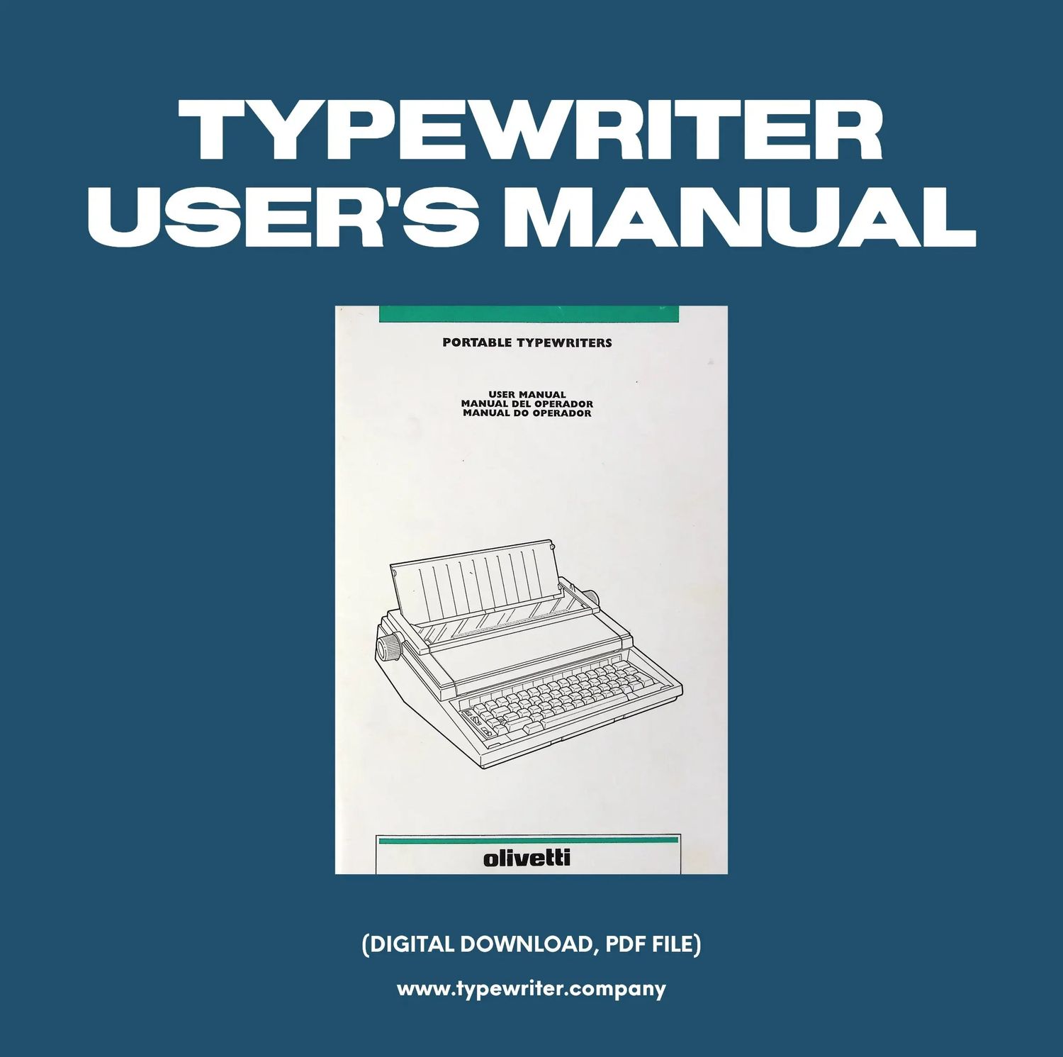 Instruction Manual for Vintage Typewriter Olivetti ET Personal, PDF in Various Languages