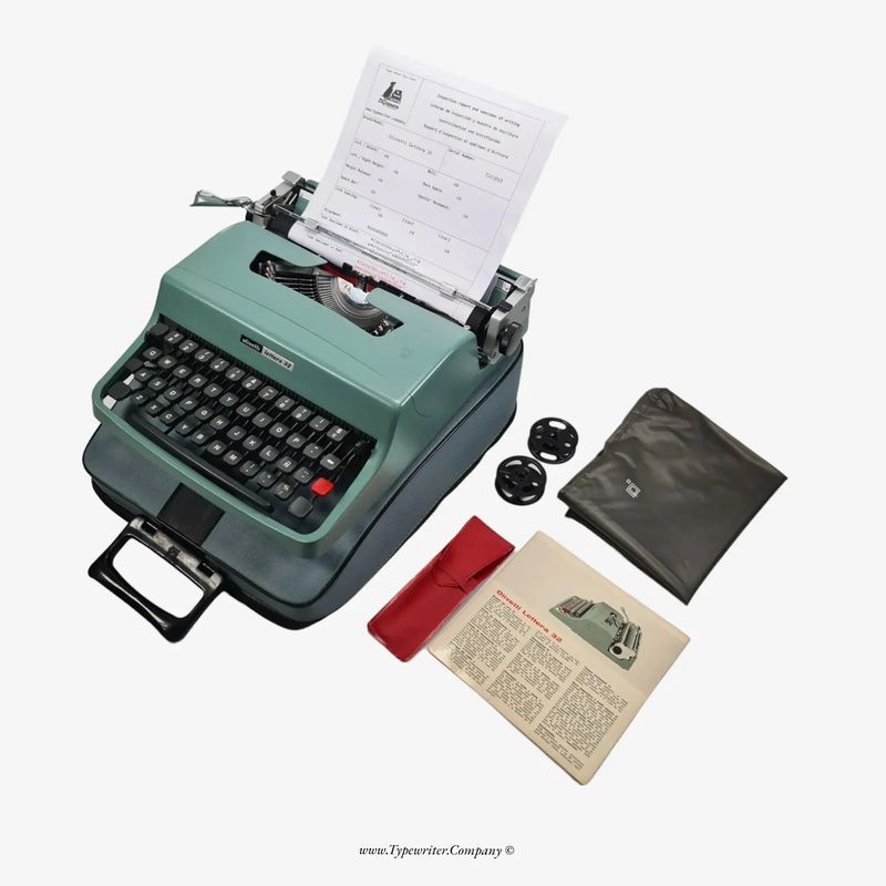 Olivetti Lettera 32 Typewriter with Accessories, Vintage Manual QWERTY