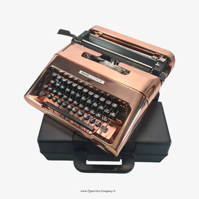 Olivetti Lettera 35, (Ltd.Edition 2 of 50) Copper-Plated Manual Vintage Typewriter, Restored