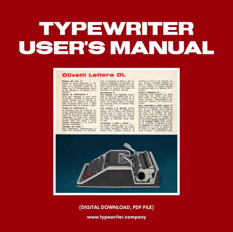 Instruction Manual for Vintage Typewriter Olivetti DL, PDF in Spanish