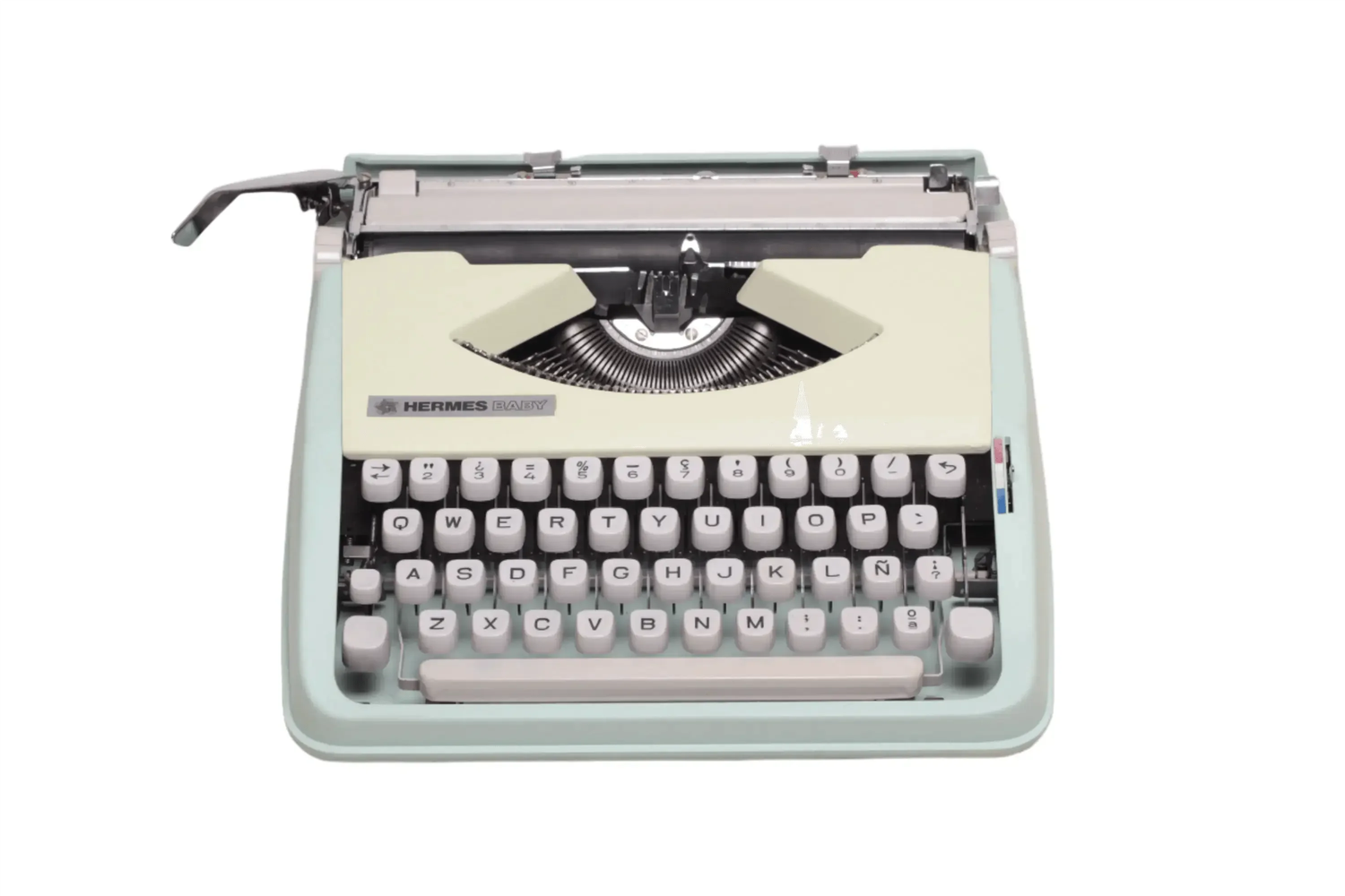 Hermes Baby, Mint Green Manual Vintage Typewriter, Restored