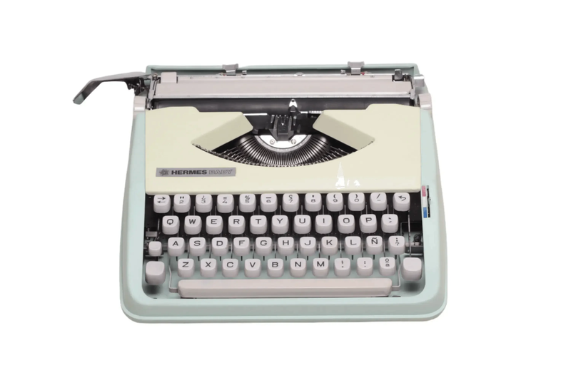 Hermes Baby, Mint Green Manual Vintage Typewriter, Restored
