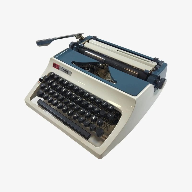 Erika Daro mod.34, Light Gray&amp;Blue Manual Vintage Typewriter, Serviced