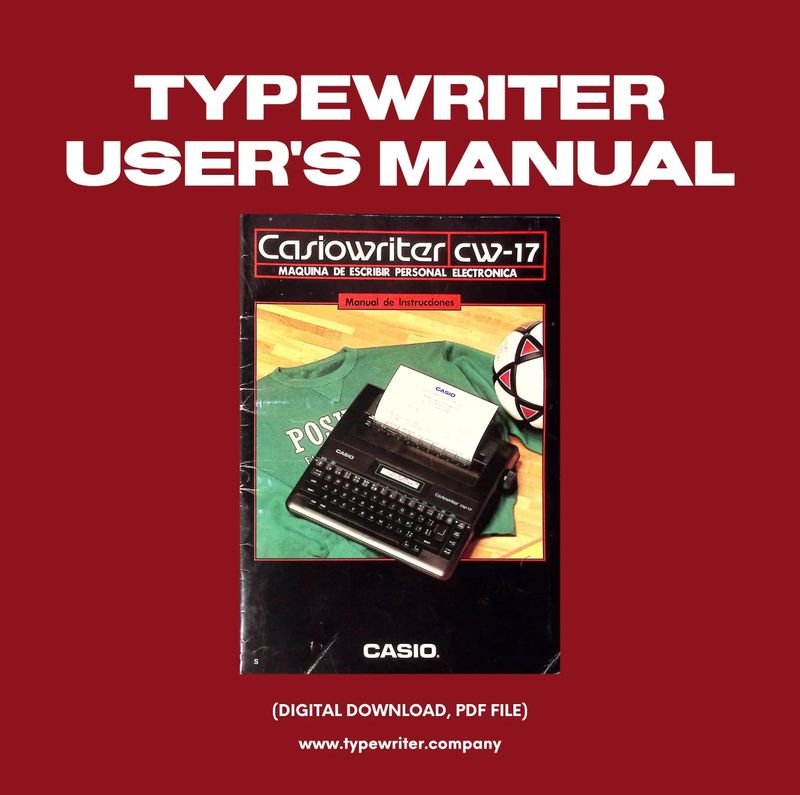 Manual Vintage Typewriter Instruction for Casio Casiowriter CW-17, in Spanish