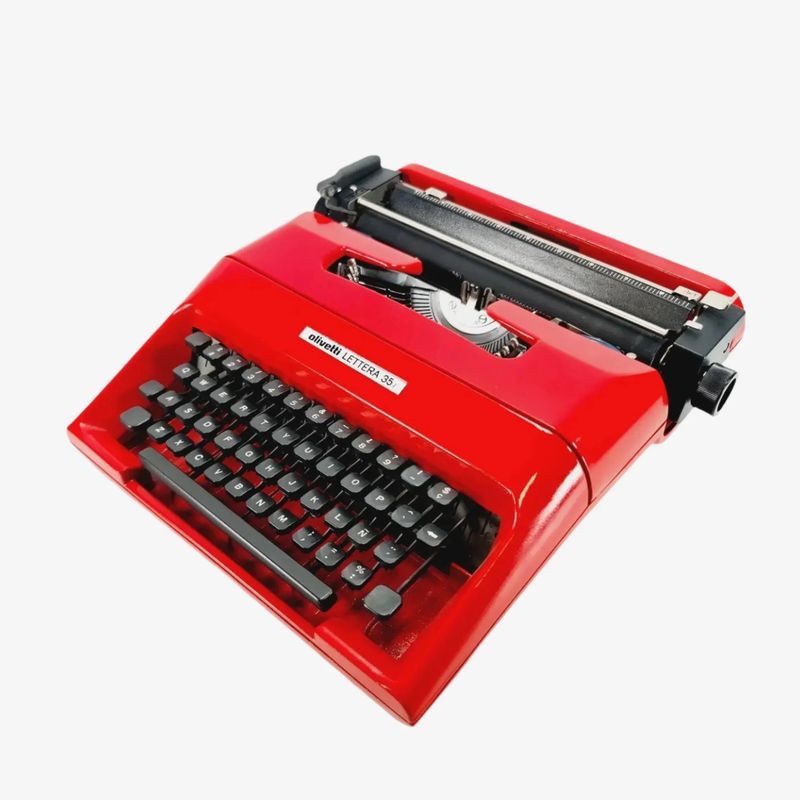 Olivetti Lettera 35 Typewriter, Red, Vintage, Manual, Restored