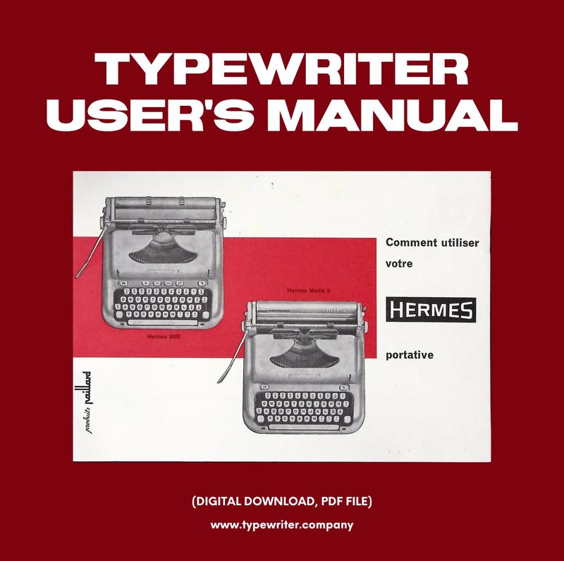 Instruction Manual for Vintage Typewriter Hermes 3000 / Media 3, PDF in French