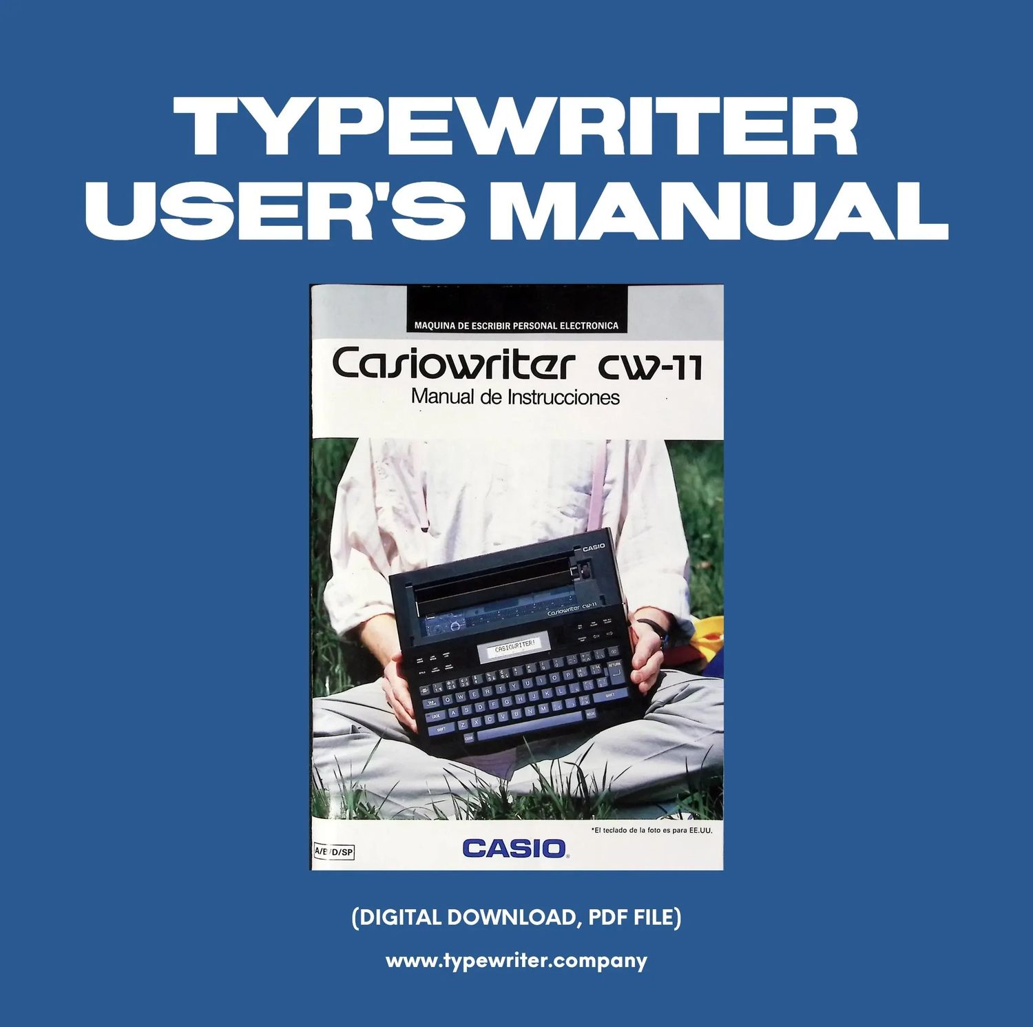 Manual Vintage Typewriter Instruction for Casio Casiowriter CW-11, in English and Spanish