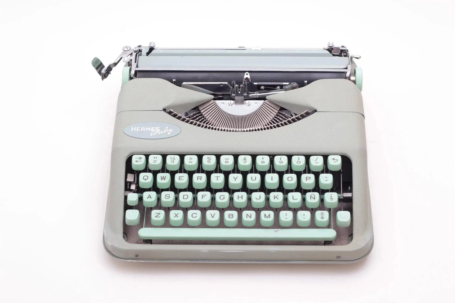 Hermes Baby Green, Vintage Manual Typewriter, Restored