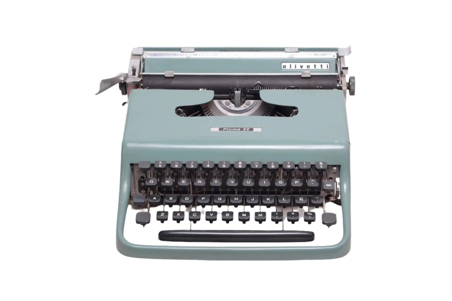 Olivetti Pluma 22 Original Light Teal Typewriter, Vintage, Restored